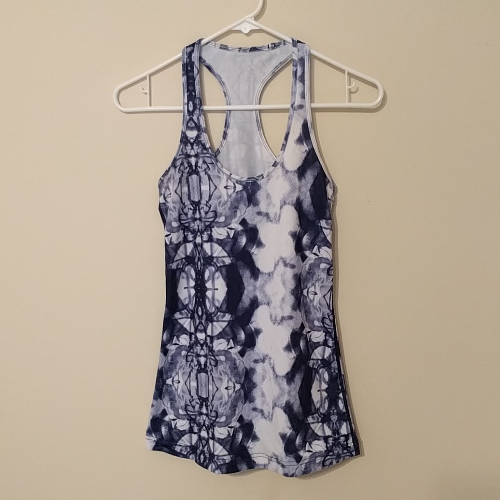 Lululemon Cool Racerback blue ink print tank